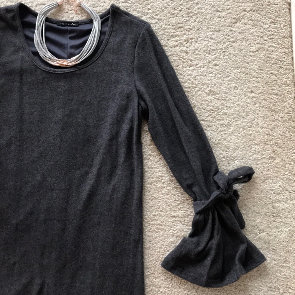Charcoal Bell Sleeve Dress - Picture 5 of 8